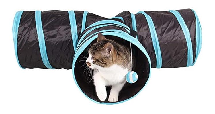Cat Tunnels, Pet Ferret Rabbit Bunny Tunnels Tubes Subway Habitats, T-Style, DIY Cat Peekaboo Maze House Tent Bed, Kitten Interactive Toy (T Type 3 Way (Straight)) - size: T Type 3 Way (Straight)