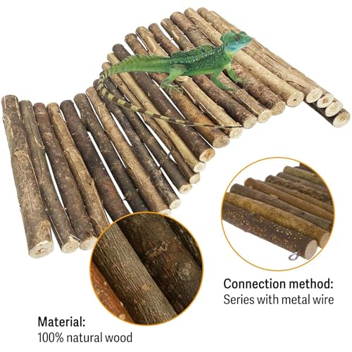 Hamiledyi Extra Large Tortoise Hide Reptile Hiding Cave Turtle Hut Gecko Hideaway Climbing Tunnel Toy Lizard Bendable Wooden Bridge for Adult Bearded Dragon Snake Chameleon Habitat Accessories - size: XL-19.7 x 11.8 -2 PACK