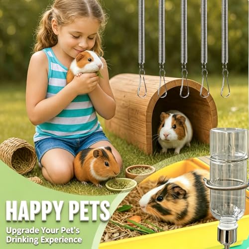 10 Pack Guinea Pig Water Bottle Spring Clips, Rabbit Water Bottle Holders | Metal Spring Clips Replacement for Small Animal Cages to Hold on Pet Water Bottle Indoor Outdoor for Hamster, Rats