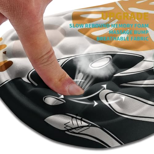 Hokafenle Ergonomic Mouse Pad Wrist Support, Wrist Rest Mousepad for Carpal Tunnel Pain Relief with Integrated Memory Foam Slope Massage Bulge (11.8x7.9 inch,Abstract Leaves - color: KM31-Abstract Leaves