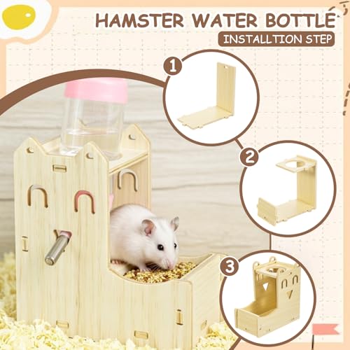 BreezeHug 6 Pcs Hamster Wooden Hideouts Hamster Houses Feeder and Waterer Chinchillas Chew Cage Accessories Activity Enrichment for Rats Gerbils Small Animals Habitat - style: Classic