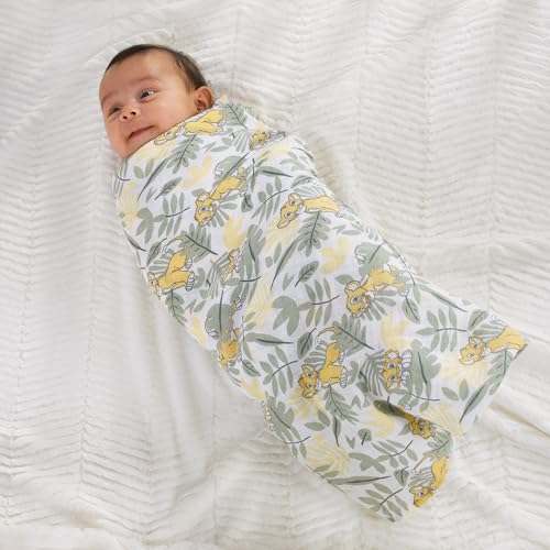 Disney Lion King 3 Piece Muslin Baby Swaddle Blanket Set 44x44 100% Cotton White - color: Lion King Sage