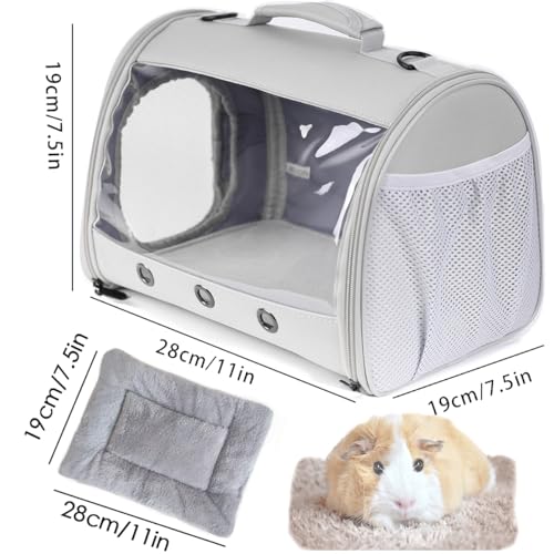 Bearded Dragon Travel Carrier Backpack,Lizard Backpack Carrier,Space Capsule Clear Bubble Window Astronaut Reptile Carrier Backpack for Guinea Pig,Sugar Glider,Bunny (Grey, TPU Carrier+MAT) - color: Grey