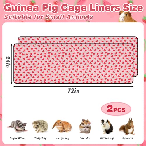 2 PCS Guinea Pig Cage Liner, Reusable Waterproof Guinea Pig Liner, Washable Small Animals Bedding, Super Absorbent Pet Pee Pads Guinea Pig Mats, Rabbit Mats for Cages (24 * 72 inch) - size: 24*72 inch 2pack