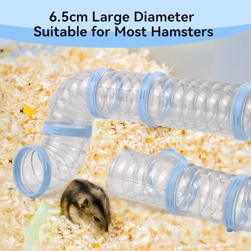 8 Hamster Tube Set, Clear Hamster Tunnel Tube Kit DIY Small Animal Toy Tube Adventure External Accessories Syrian Dwarf Mouse Rat (Blue)
