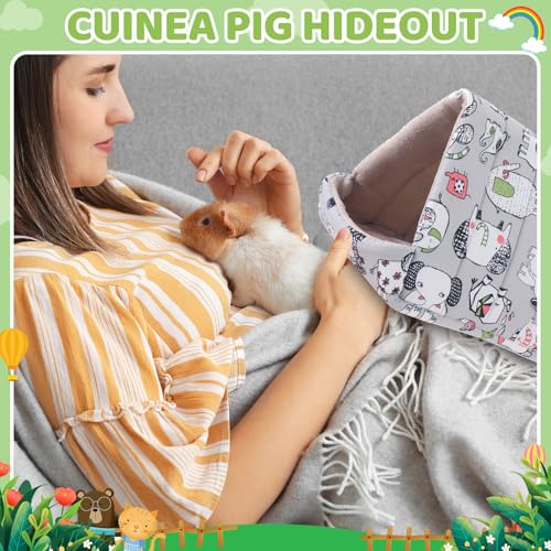 Ripeng 6 Pcs Guinea Pig Hideout Guinea Pig Bed House Rabbit Tunnel Washable Small House Cage Accessories for Hedgehog Mouse Chinchillas Hamster Ferrets Bearded Rats(7.9inch Ocean Park) - style: 7.9inch Ocean Park