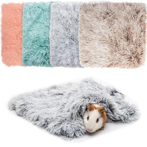 Guinea Pig Blankets 4 Pack, Warm Cozy Fleece Pet Cage Accessories | Washable Cold Weather Small Animal Bedding Mat Cage Liners for Hedgehog, Rabbit, Hamster, Chinchilla (17.7x17.7in) - size: SMALL: 17.7"*17.7"