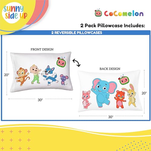 Sunny Side Up CoComelon (Pack of 2) Reversible Pillowcases - Double Sided Pillow Covers, Kids Super Soft Animal Bedding - color: White - Cocomelon