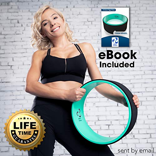 Yoga Wheel for Back Pain Relief - Beginners Guide & Strap Included | Comfortable Back Roller to Release Tension, Deepen Stretches & Boost Flexibility - Improve Posture at Home