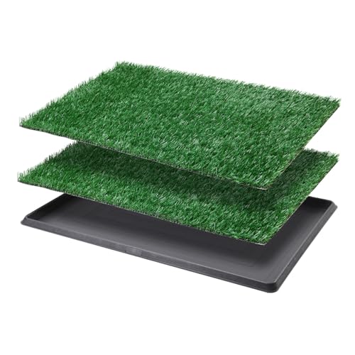 LOOBANI Large Dog Grass Pad with Tray - 35.5x23.6in for Balcony Apartment | 2 Replacement Fake Grass Pads, Easy to Clean, Dog Litter Box, Balcony/Apartment/Indoor/Outdoor Use - size: Tray Potty 35*23inch