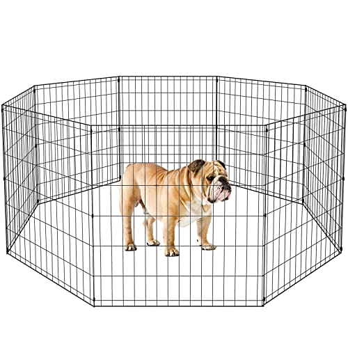 BestPet | Foldable Dog Playpen | 30 Inch, 8 Panels | Metal Pet Exercise Pen | Indoor Outdoor Portable Dog Fence with Door | Removable, Rust-Resistant Secure Pet Kennel | Easy to Assemble