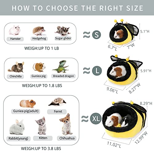 JanYoo Bunny Hedgehog Guinea Pig Bed Accessories Cage Toys Bearded Dragon House Hamster Supplies Habitat Ferret Rat (XL, Bee) - color: 4-Bee, size: XL