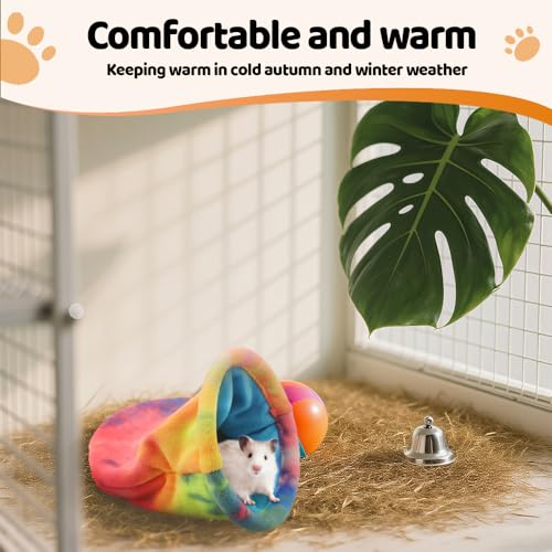 MiOYOOW Hamster Sleeping Bag, Fleece Guinea Pig Bed Soft Small Animal Warm Hideout for Hamsters Guinea Pigs Ferrets - color: yellow pink