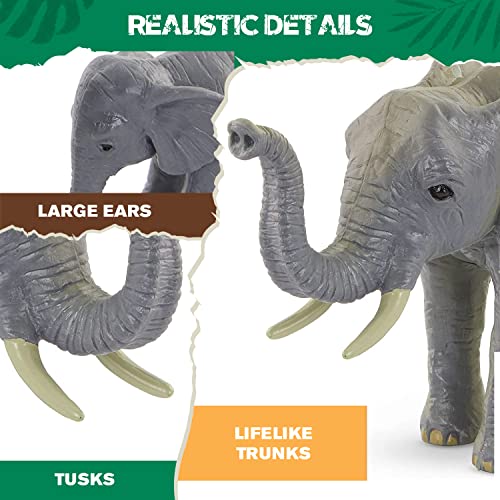 Terra by Battat African Elephant Animal Toys Family, 4 Figurines, Animals | 4 realistic plastic safari animal figures with 2 adult African elephants and 2 calves for pretend play, collecting, 3+ Years - style: African Elephant Family