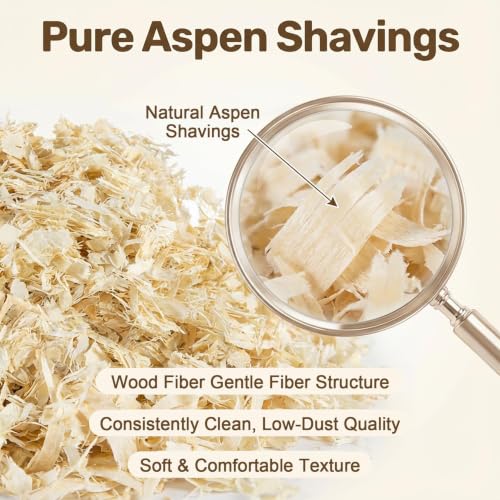 Sukh 31 OZ Chicken Coop Bedding - Aspen Shavings Small Animal Bedding | Odor Control Nesting & Winterizing Supplies for Chicken House, Small Pets, Guinea Pig, Rabbit, Chinchilla, Bird & Gerbil