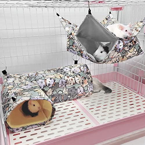 EAEDMY Guinea Pig Rat Ferret Hammock Hideout, Corner Tunnel, 14.2"x 9.8"x 4.3", Suitable for Small Pets, Easy to Clean - color: 2. Tunnel-Cat