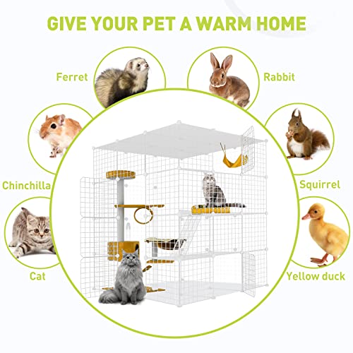 Large Cat Cage,Cat Cage Enclosure Indoor DIY Cat Playpen Detachable Metal Wire Kennels Crate Large Exercise Place Ideal, for 1-4 Cats,Ferret, Chinchilla, Rabbit, Small Animals - size: 43.0"L x 43.0"W x 57.0"H