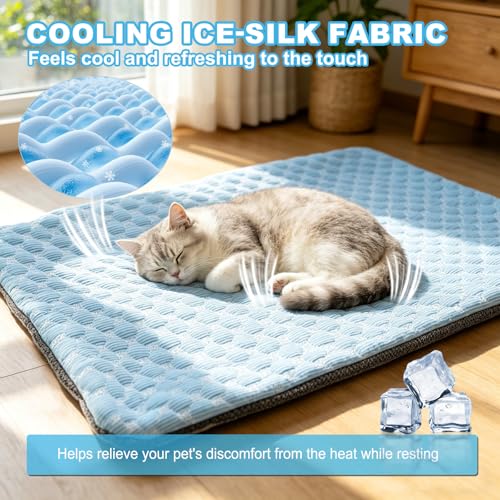Dog Cooling Mat, 16.5" x 26" Self-Cooling Dog Pad, Cooling Mat for Large Dogs, Refrigerable Long-Lasting Cooling, Non-Toxic Washable Non-Slip Summer Pet Mat for Indoor Outdoor Kennel Car - size: 16.5"L x 26.0"W x 1"Th