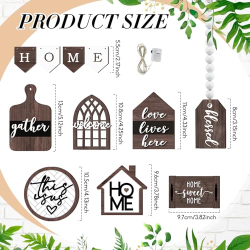 FairySandy 11 Pcs Home Tiered Tray Decor Spring Rustic Farmhouse Tiered Tray Decorations Set Home Wooden Signs Vintage Farm Animal Farmhouse Tabletop Wood Signs for Kitchen Table Shelf Decor - style: Brown Style