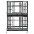 Homey Pet Two Tier 37" Heavy Duty Stackable Dog Crate with Wheels | Metal Crate for Dogs with Escape proof Locks, Tray, Bowl, Open Top, for Small and Medium Dogs, Breeders and Multi-dog Homes - size: 37.0"L - 2 Tiers - 1P