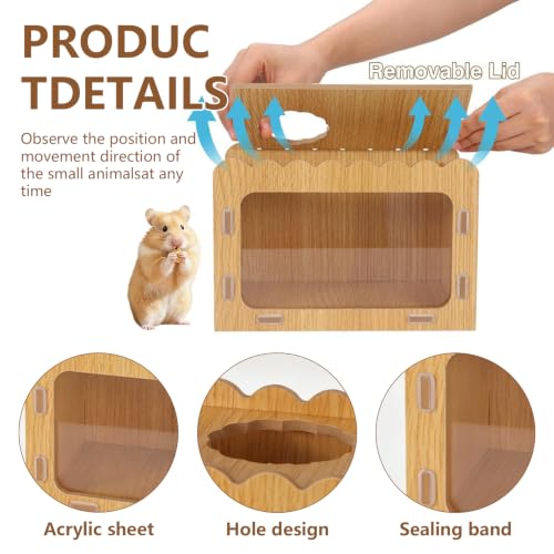 Wooden Hamster Hideout,Hamster Digging Room with Acrylic Board(Ladder) | Excavation box with ladder,easy to install,washable - color: brown