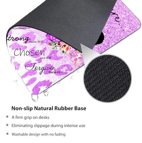 African American God Says You are Mouse Pad, Purple Glitter Cute Desk Mat | Christian Bible Verse Scripture, Inspirational Quote, Leopard Flower Butterfly Sparkles Print, Black Woman, 9.5 x 7.9 Inch - color: Pink Grey