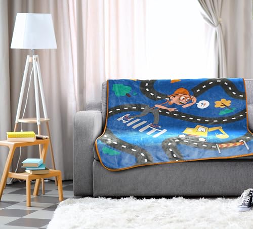 Jay Franco Kids Plush Throw Blanket – Soft & Cozy Fleece Throw for Bedroom & Couch Décor, Official Licensed Product, Blue - Blippi, 46x60 - Throw Blanket - color: Blue - Blippi, size: 46x60 - Throw Blanket
