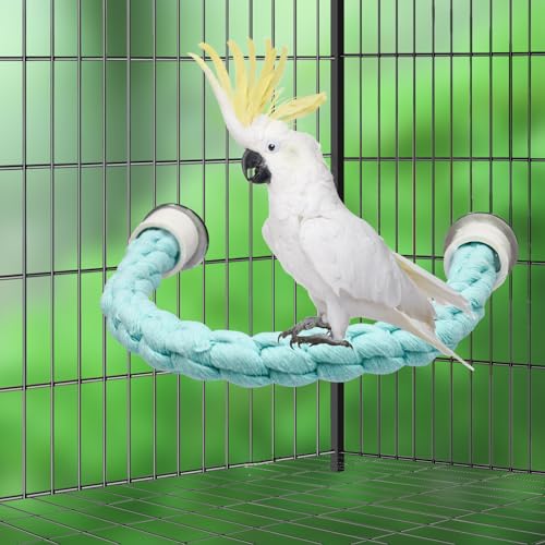 Dnoifne Bird Rope Perch, Cotton Bendable Parrot Perch Stand Toy, Bird Standing Climbing Rope, Bird Cage Accessory, Suitable for Small Birds Parrot Parakeet Budgies Cockatiels Lovebirds (22"/55 CM) - size: 22"/55 CM