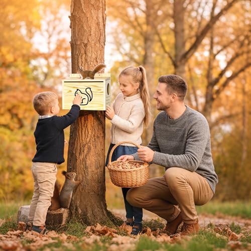 Widened Medium Wooden Squirrel House for Outside | Squirrel Nesting Box, Squirrel Boxes for Outside，Outside Nesting, Chipmunk Houses, Easy Assembly - size: Medium