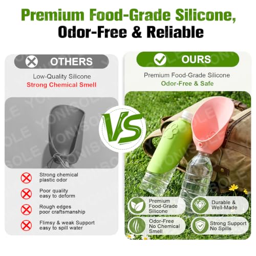 2pcs Portable Dog Water Bottle Attachment, Pet Water Bowl for Walks | Silicone Dog Drink Dispenser, Fits Standard Water Bottles,Ideal For Daily Hiking & Travel, Quick Rinse & Easy Setup