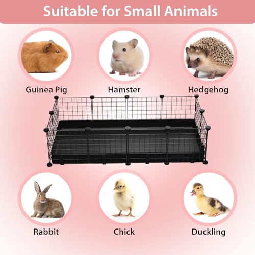 Small Animal Playpen with Waterproof Mat,Guinea Pig Cages,49.2x24.6x12.2inch C&C Cage for Hamster,Bunny,Hedgehog,Chinchilla,Ferret,Indoor Outdoor Portable Metal Wire Yard Fence,Metal Pet Panels-12pcs - color: 12pcs with Mat