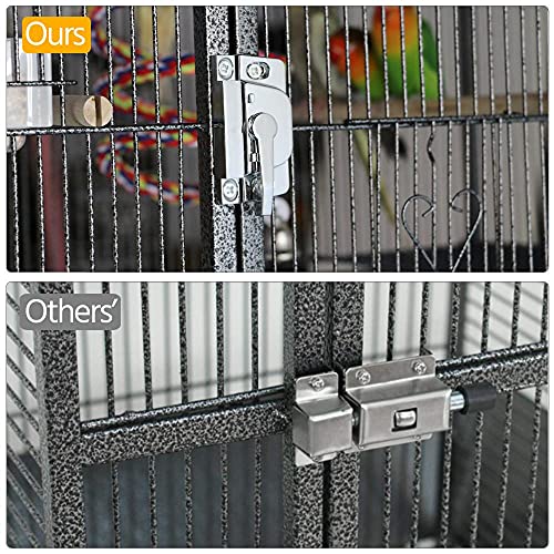 Yaheetech 69" Large Bird Cage for Parakeets, Budgies, 3-Tier Flight Cage | Detachable Rolling Stand, Easy Cleaning Slide-out Tray, Multi-door Access, 0.4'' Bar Spacing, Free Accessories - color: Black
