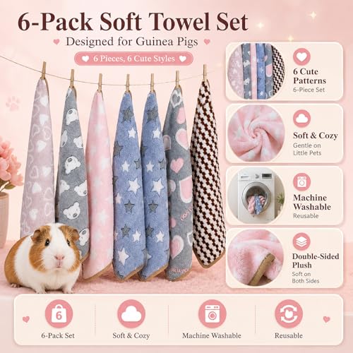 Grddaef Guinea Pig Fleece Blankets 6 Pieces Waterproof & Washable Small Animal Cage Liners Sleep Mat Bedding Pad for Hamster Chinchilla Rabbit Hedgehog (S-7.9 x 7.9 Inch) - size: S-7.9 x 7.9 Inch