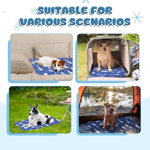 Nuanchu Dog Stroller Cooling Mat, Waterproof Gel Pet Cooling Pad for Summer, Washable Cat Sleeping Blanket, Portable Ice Gel Travel Mat for Cats, Crates, Car Seat(11.81 x 19.69 Inches,Royal Blue Bear) - size: 11.81 x 19.69 Inches, style: Royal Blue Bear