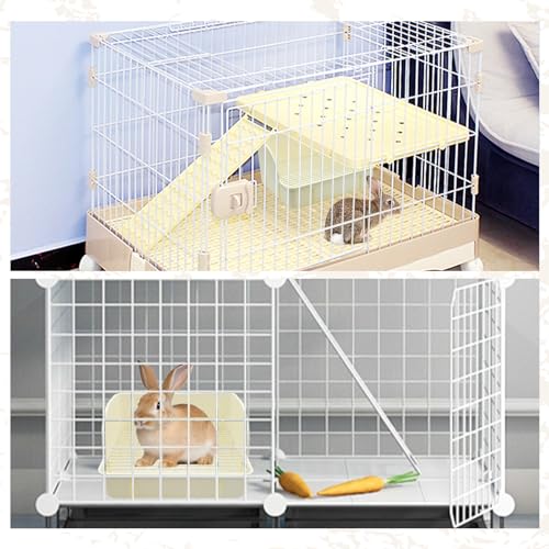 12Pcs Rabbit Litter Box for Cage, Bunny Potty Trainer Corner Guinea Pig Plastic Square Grate Toilet Pet Bedding Litter Box for Small Animal Ferret Hamster Hedgehog (White) - color: 【White】