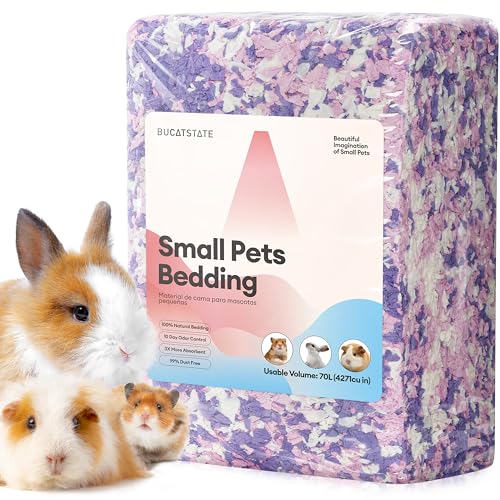 BUCATSTATE Hamster Bedding 70L, 99% Dust-Free Paper Bedding, Lavender | FSC-Certified Material, Expands 3X, Cozy Paper Bedding for Guinea Pigs, Colorful Hamster Cage Accessories with Odor Control - color: Lavender, size: 70L