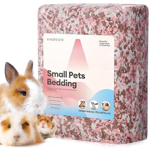 BUCATSTATE Hamster Bedding 70L, Truly 99% Dust-Free Paper Bedding, Blossom | FSC-Certified Material, Expands 3X, Cozy Paper Bedding for Guinea Pigs, Colorful Hamster Cage Accessories with Odor Control - color: Blossom, size: 70L