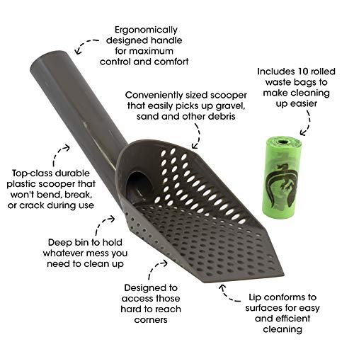 Cold Life Super Scoop Sifter Terrarium Bedding Substrate and Small Pet Cage Cleaner Shovel with 10 ct Poop Bags