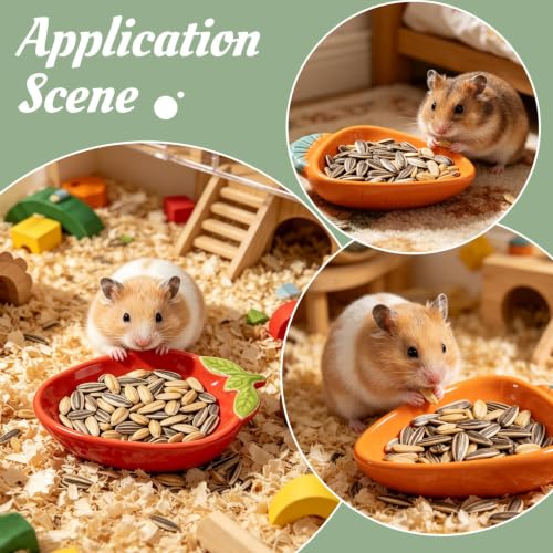4 Pack Hamster Ceramic Food Bowl, Cute Fruit Shaped Small Animal Food Dish, Pet Feeding Bowl for Hamster, Hedgehog, Gerbil, Guinea Pig