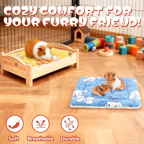2 Pcs Guinea Pig Bed, Washable Rabbit Bunny Bed Mat Soft Small Animal Winter Bed Pads Sleeping Pads for Rat Chinchilla Hedgehog Hamster Squirrel Ferret (13 x10 inch) - size: 13 x10 inch