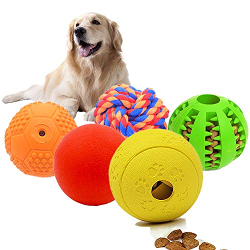 Volacopets 5 Different Functions Interactive Dog Toys, Puzzle Toys, Dog Balls for Medium Large Dogs, Dog Squeaky Balls, Food Treat Dispensing Toys - size: Medium Large (5 Pack)