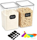 2pc 6.5L Airtight Food Storage Containers with Lids, Cups & Labels | Large BPA-Free Plastic Food Storage with Labels for Spaghetti, Cereal, Oats & Kitchen Pantry Organization, 2 Pack - size: 2 pcs(6.5L)