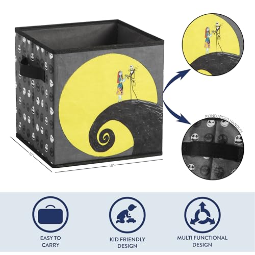 Nightmare Before Christmas Jack and Sally Set of 2 Durable Storage Cubes with Handles, 10"x10"x10" Cubes - color: Nightmare Before Christmas