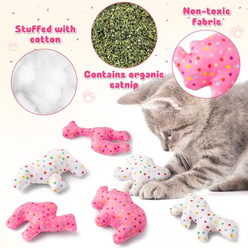 MALLMALL6 6Pcs Frosted Animal Cookie Catnip Crinkle Paper Sound Toys Gift for Cat, Catmint Teething Chew Kick Interactive Toy for Indoor Cats, Soft Candy Pet Presents Supplies for Kitten Lover - style: Animal Cookie（with Crinkle Paper）
