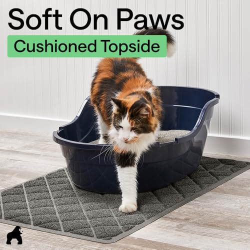 GORILLA GRIP Cat Litter Box Mat, 40x28, Cushioned Coil Mesh Litter Trapping Mats, Scatter Control Supplies for Less Mess, Phthalate Free, Ultra Deep Catch Grooves, Rinse or Vacuum to Clean, Dark Gray - color: Charcoal, style: Extra Large (40" x 28")
