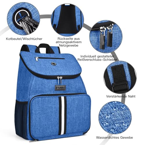 BAGLHER丨Dog Travel Bag, Airline Approved Pet Supplies Backpack, Dog Travel Backpack with 2 Silicone Collapsible Bowls and 2 Food Baskets - color: Blue-A
