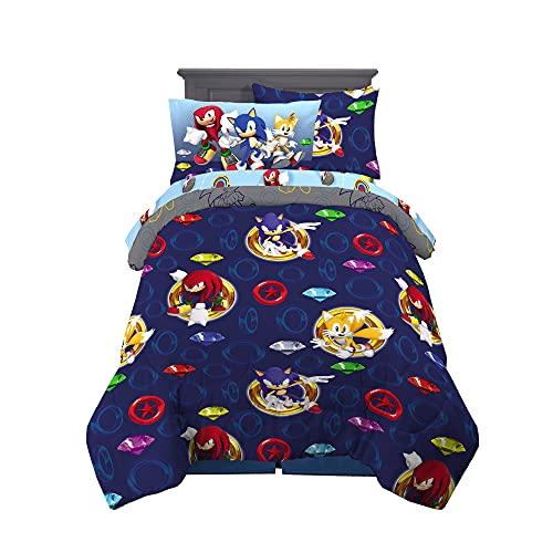 Franco Kids Bedding Super Soft Comforter and Sheet Set with Sham, 5 Piece Twin Size, Sonic The Hedgehog, Anime - color: Sonic the Hedgehog, size: 5 Piece Twin Size