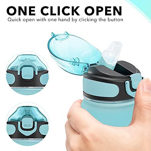 Enerbone 32 oz Drinking Water Bottle with Times to Drink and Straw, Motivational with Carrying Strap, Leakproof BPA & Toxic Free, Ensure You Drink Enough Water for Fitness Gym Outdoor - color: Green-Blue