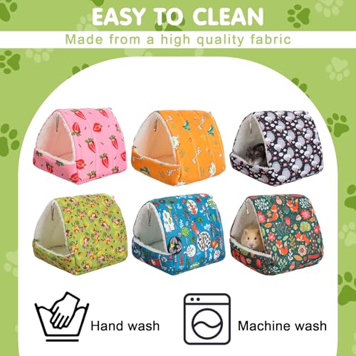 AceOrbit 6 Pcs Guinea Pig Hideout Small Tunnel 7.5 Inch Washable Hamster Bed Animal Cage Accessories for Chinchilla Rabbit Hedgehogs Ferrets to Digging Chewing(Classic Color,Vivid Patterns) - color: Classic Color