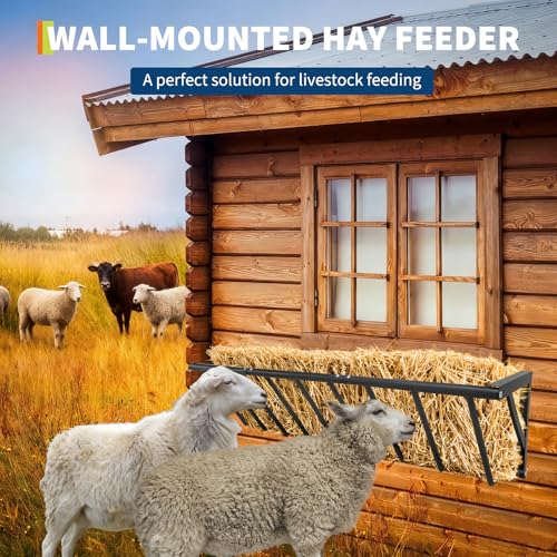 Garvee Hay Feeder for Horses, 63'' Long Hay Rack | with 67 Gallon Large Capacity, Heavy Duty Carbon Steel Wall Mounted Feeder Rack for Horses, Goats, Sheep in Stable and Farm - size: 63 inch